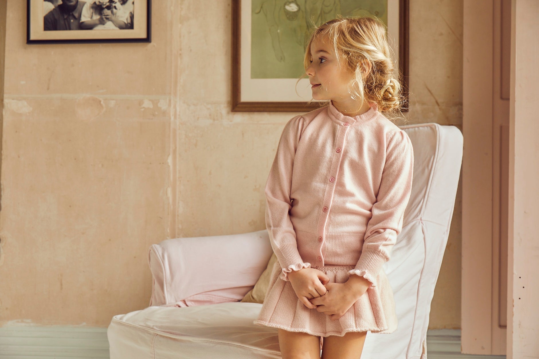 Ruffled Neck Cardigan | cashmere/merino