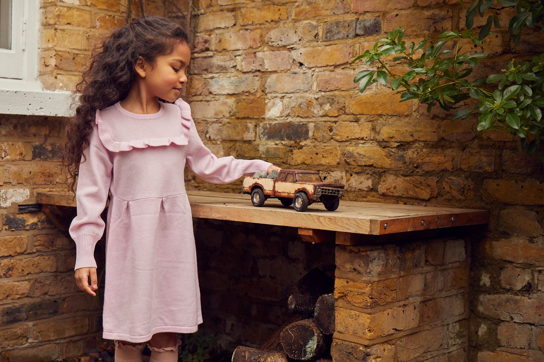 Ruffled Bib Dress| cashmere/ merino