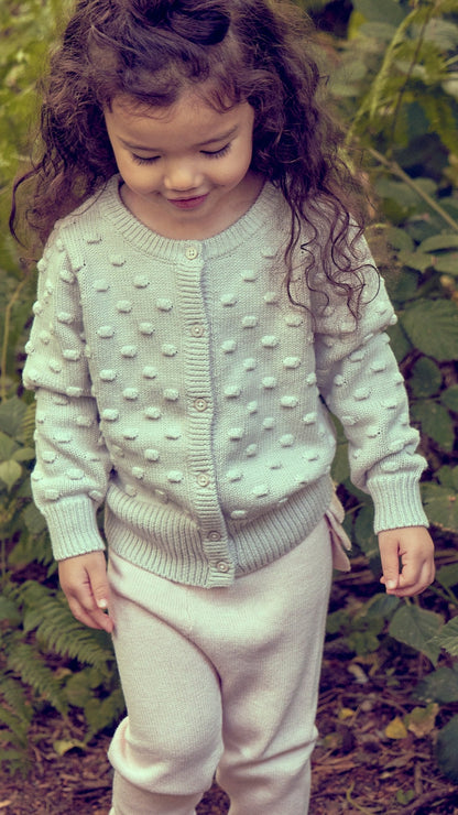 Baby Popcorn Knit Cardigan | Chalk by MIKA & MILO, organic cotton, vetted by KIDDYKIND