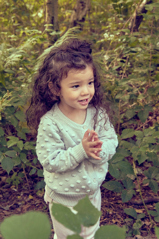 Baby Popcorn Knit Cardigan | Chalk by MIKA & MILO, organic cotton, vetted by KIDDYKIND