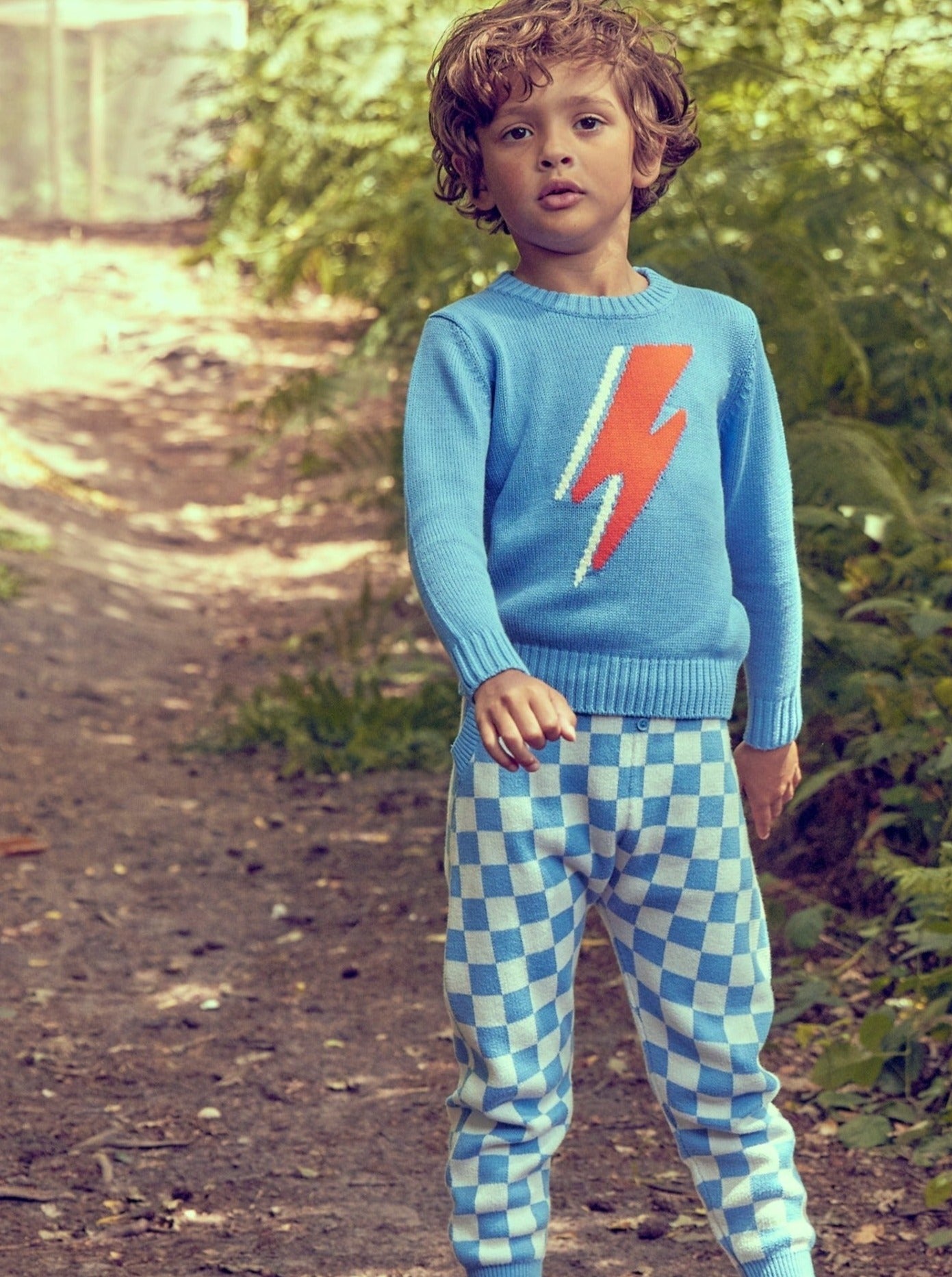 Kids Organic Cotton and Cashmere Checked Pants