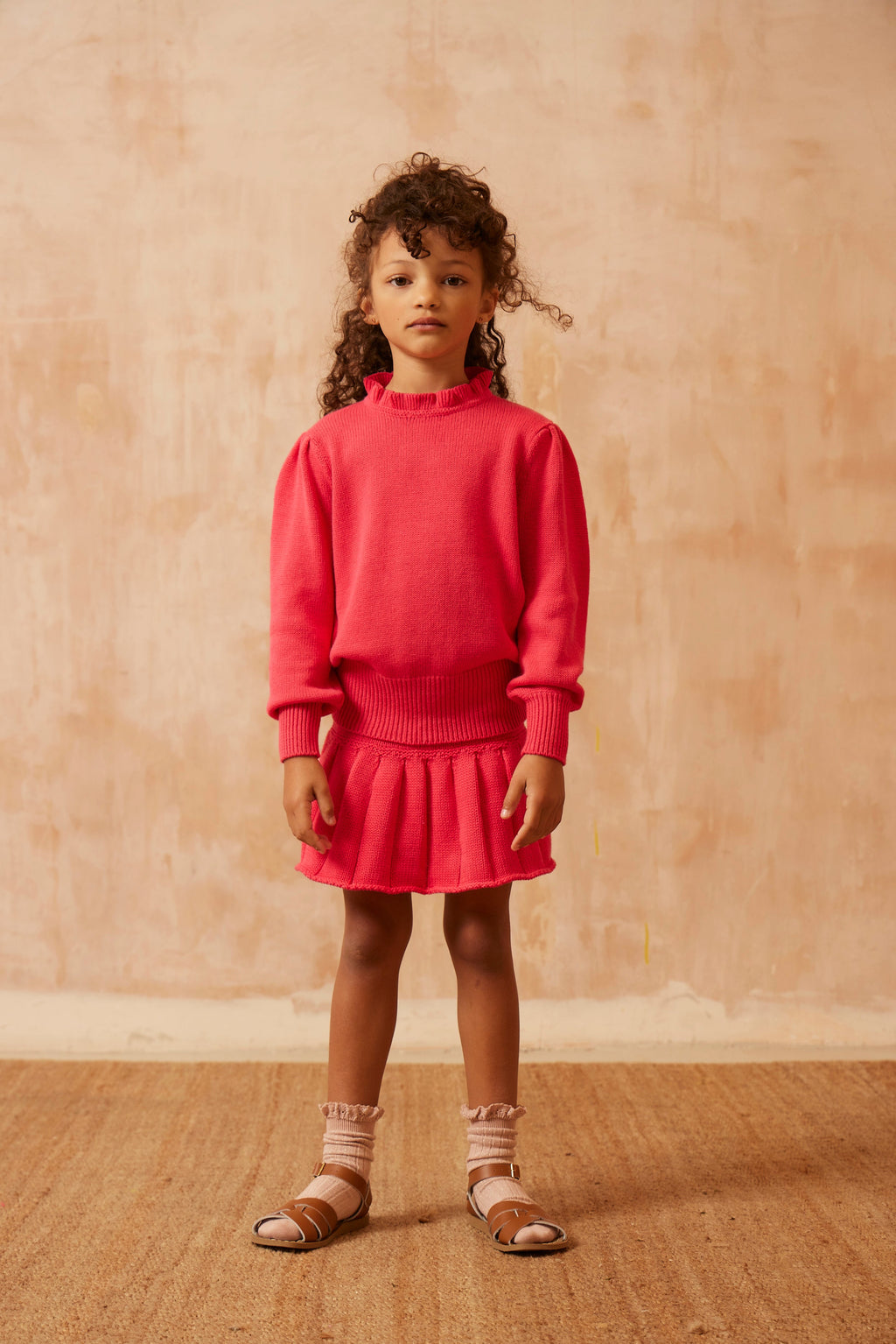 Ruffled Collared Jumper | Raspberry