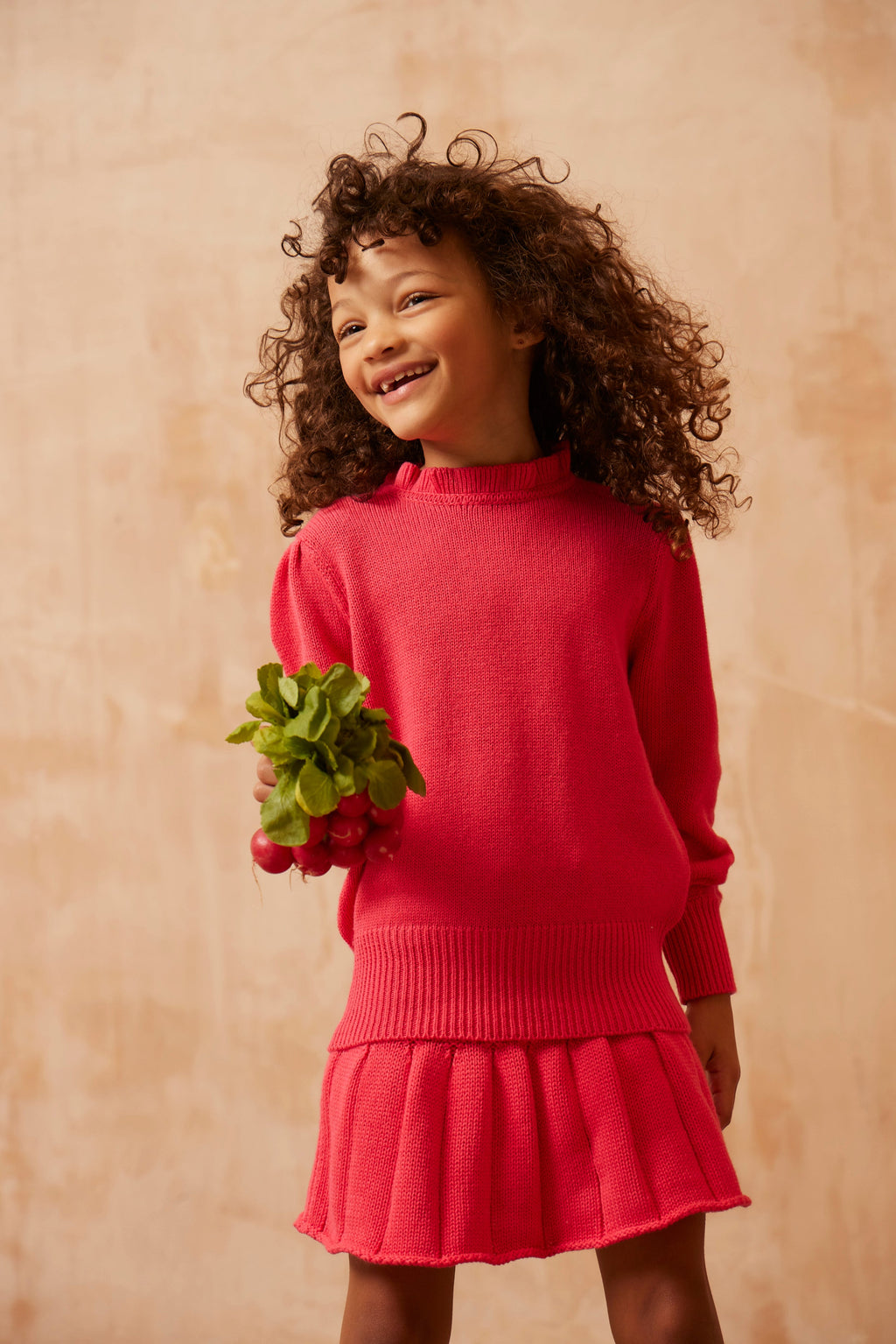 Ruffled Collared Jumper | Raspberry