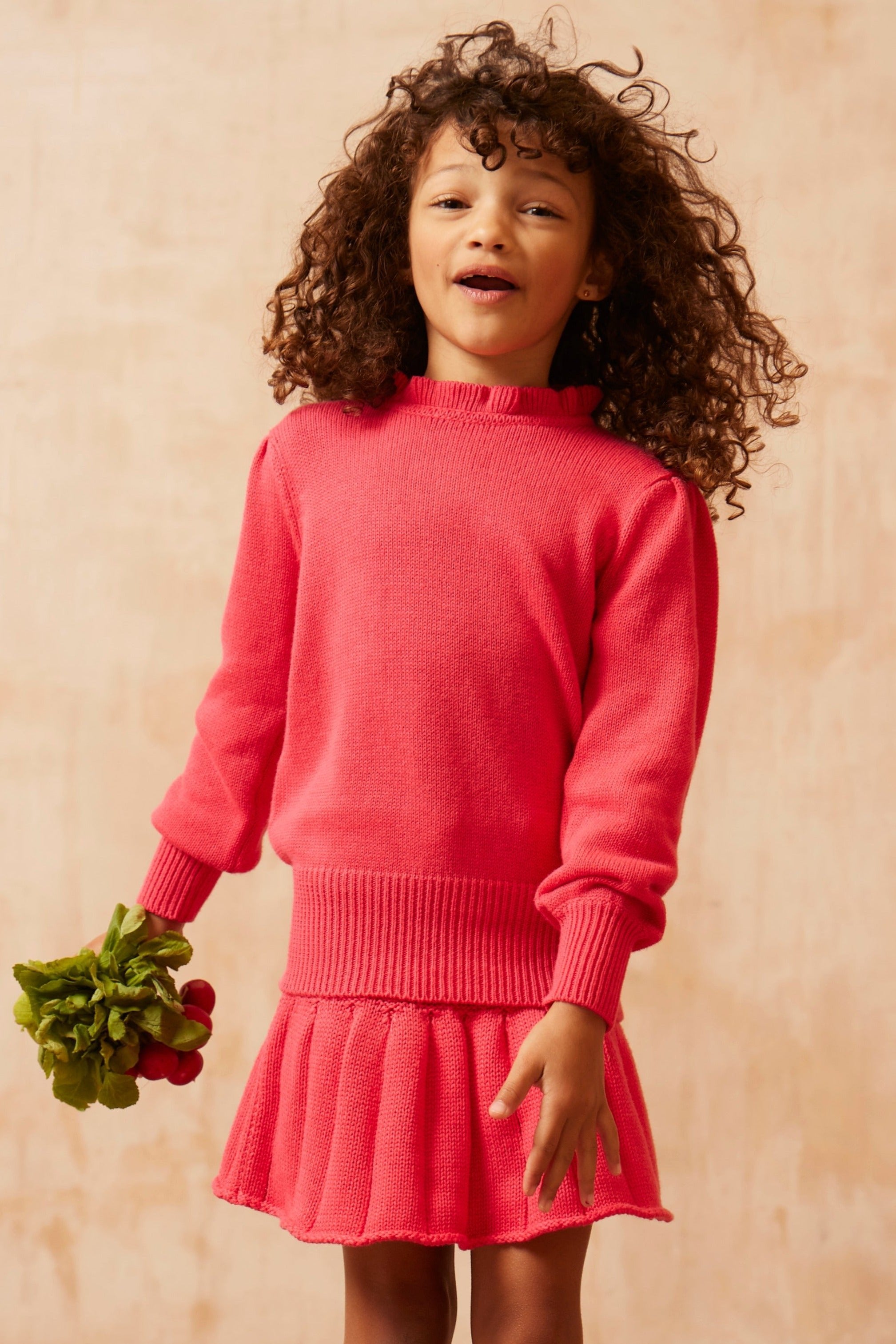 Ruffled Collared Jumper | Raspberry