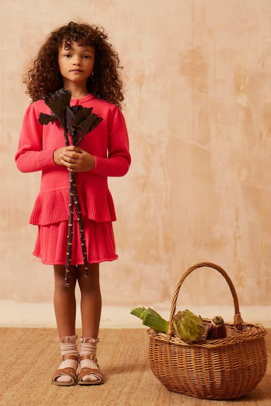 Ruffled Hem Jacket | Raspberry by MIKA & MILO, organic cotton, vetted by KIDDYKIND