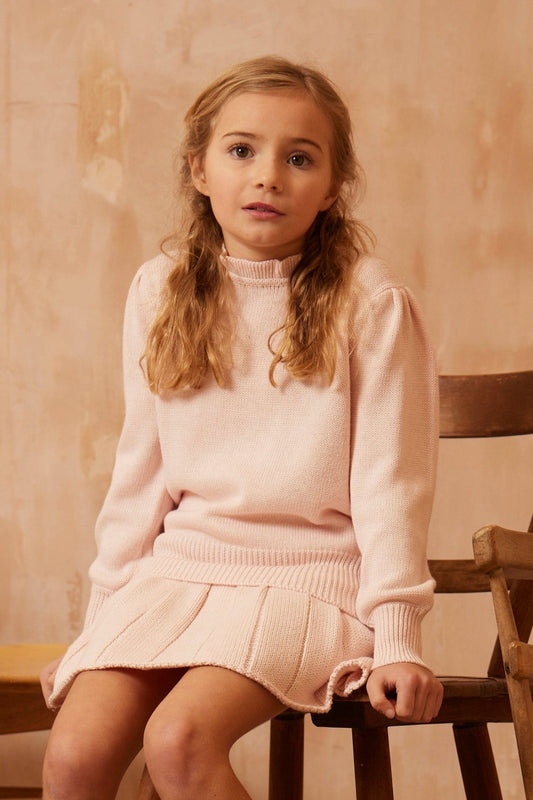 MIKA & MILO Ruffled Collared Jumper | Blush - - organic cotton cashmere