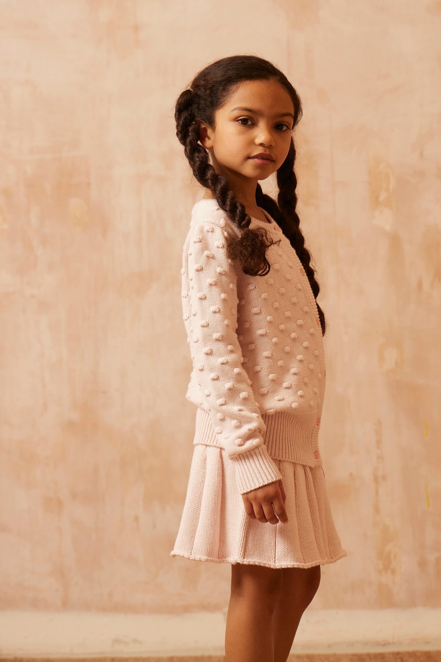 Popcorn Knit Jumper | Blush by MIKA & MILO, organic cotton, vetted by KIDDYKIND