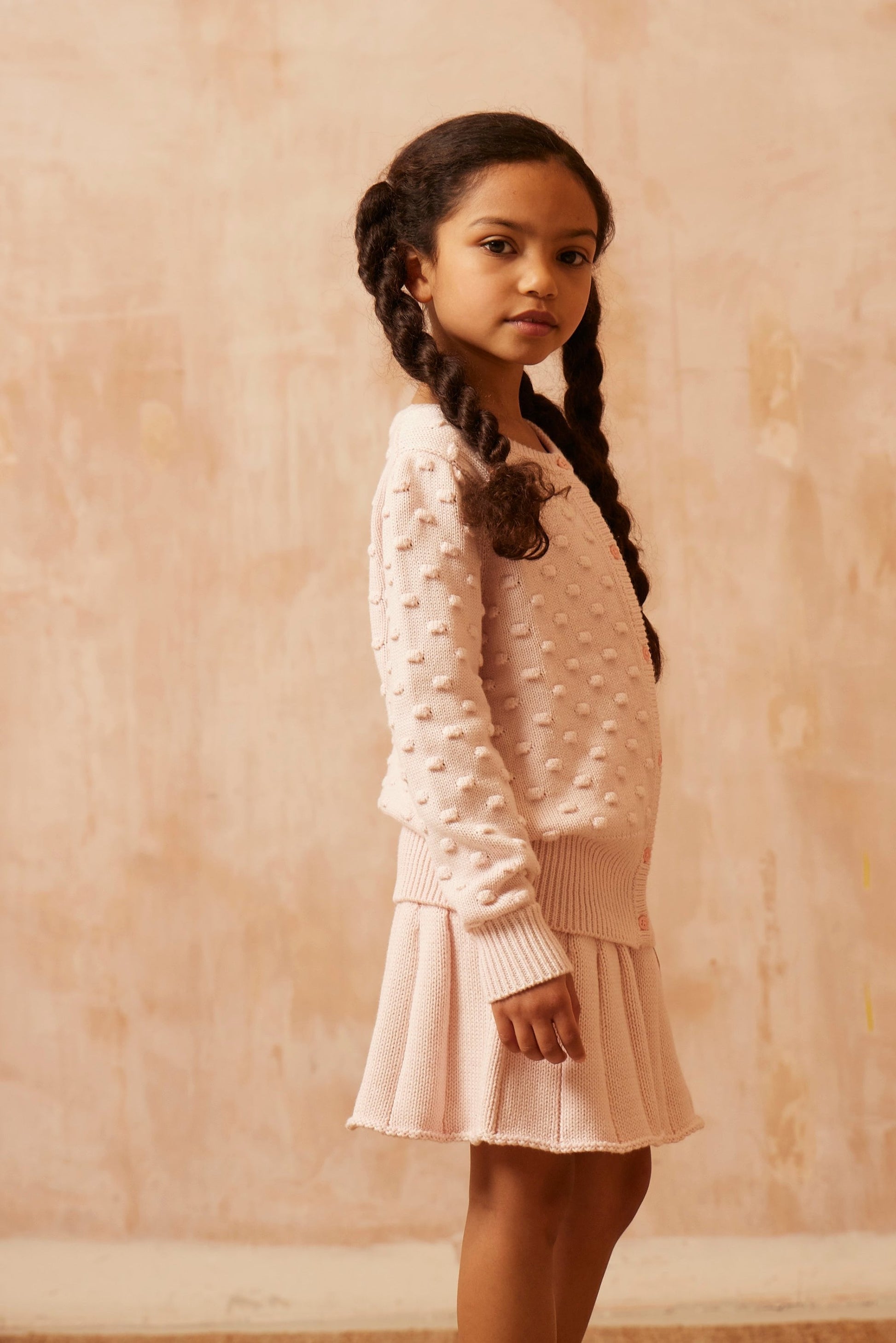 Popcorn Knit Jumper | Blush by MIKA & MILO, organic cotton, vetted by KIDDYKIND