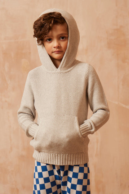 Moss Stitch Hoodie | Grey by MIKA & MILO, organic cotton, vetted by KIDDYKIND