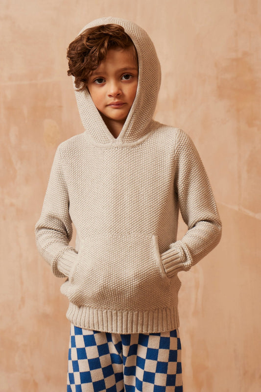 Moss Stitch Hoodie | Grey by MIKA & MILO, organic cotton, vetted by KIDDYKIND