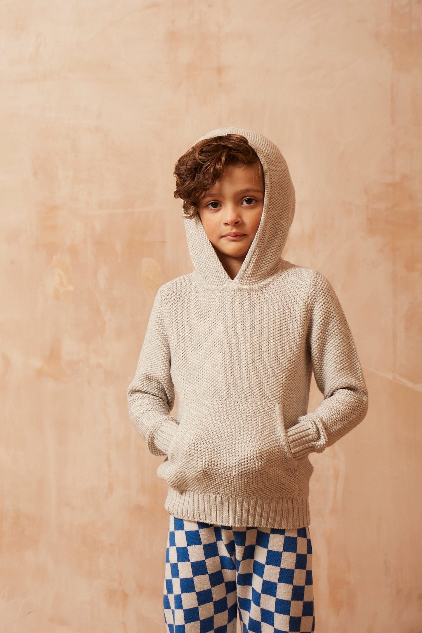 Moss Stitch Hoodie | Grey by MIKA & MILO, organic cotton, vetted by KIDDYKIND