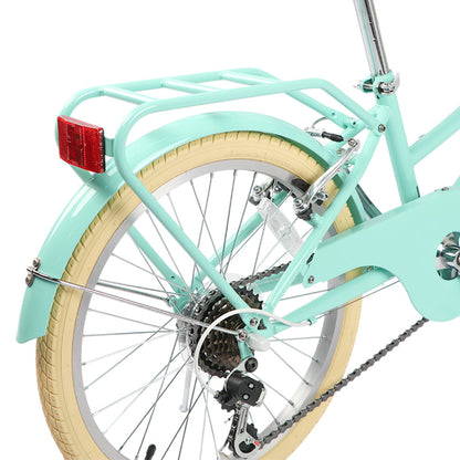 Glerc Missy 24 inch 6-speed beach cruiser kids bike with wicker basket and rear rack, view 5