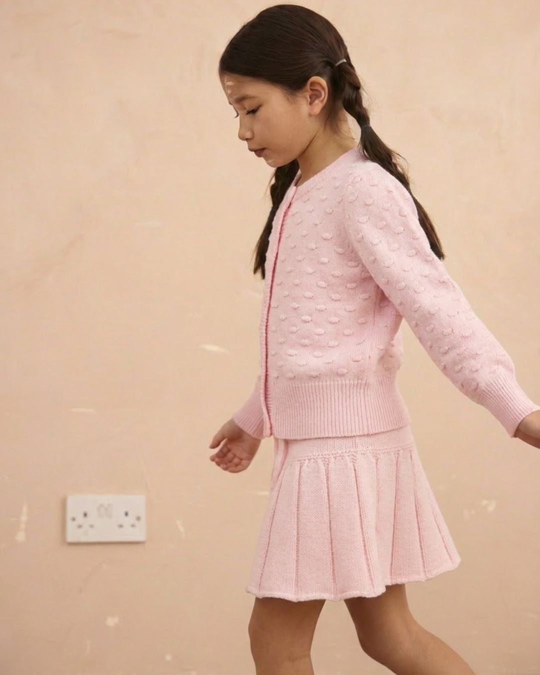 Popcorn Knit Cardigan | Blush