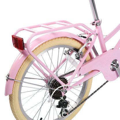 Glerc Missy 20 inch 6-speed beach cruiser kids bike with wicker basket and rear rack, view 15