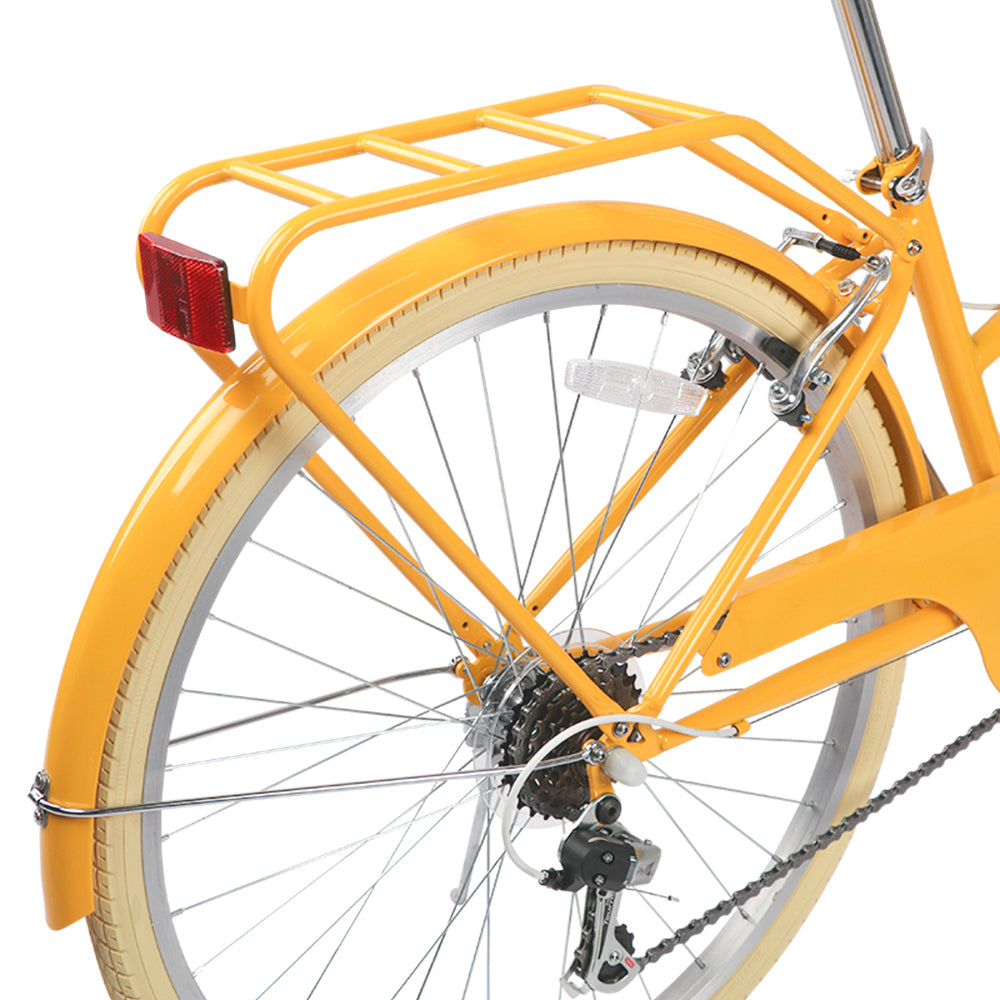 Glerc Missy 20 inch 6-speed beach cruiser kids bike with wicker basket and rear rack, view 10