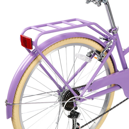 Glerc Missy 24 inch 6-speed beach cruiser kids bike with wicker basket and rear rack, view 25