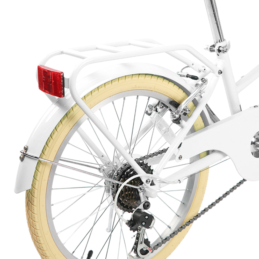 Glerc Missy 24 inch 6-speed beach cruiser kids bike with wicker basket and rear rack, view 20