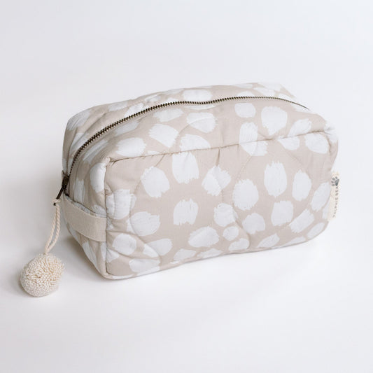 Ralphie Bear quilted washbag Scallop pattern - sustainable baby travel accessories UK | Kiddykind