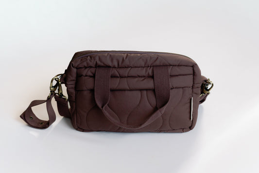 Ralphie Bear quilted changing stroller bag brown pears on pram - sustainable baby changing bag UK | Kiddykind