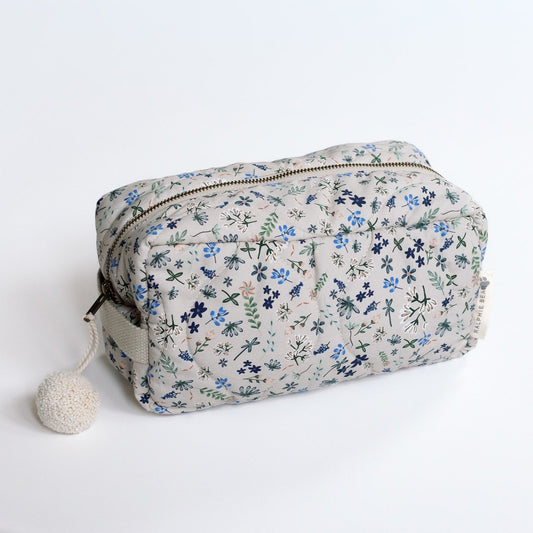 Ralphie Bear quilted washbag Wildflower pattern - sustainable baby travel accessories UK | Kiddykind