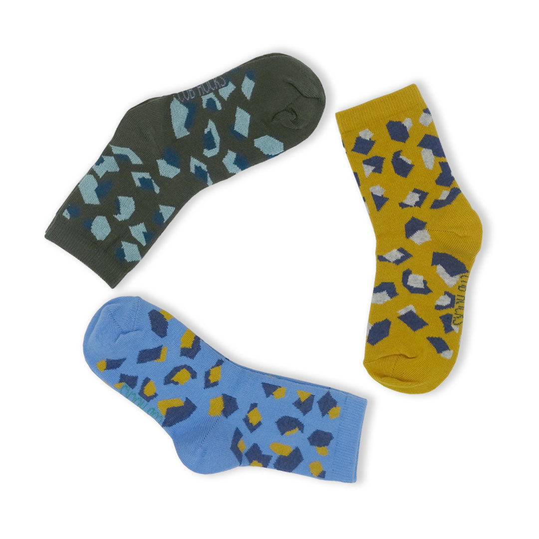 3 Pack Camo Kids Sustainable Cotton Fashion Ankle Socks for Boys and Girls