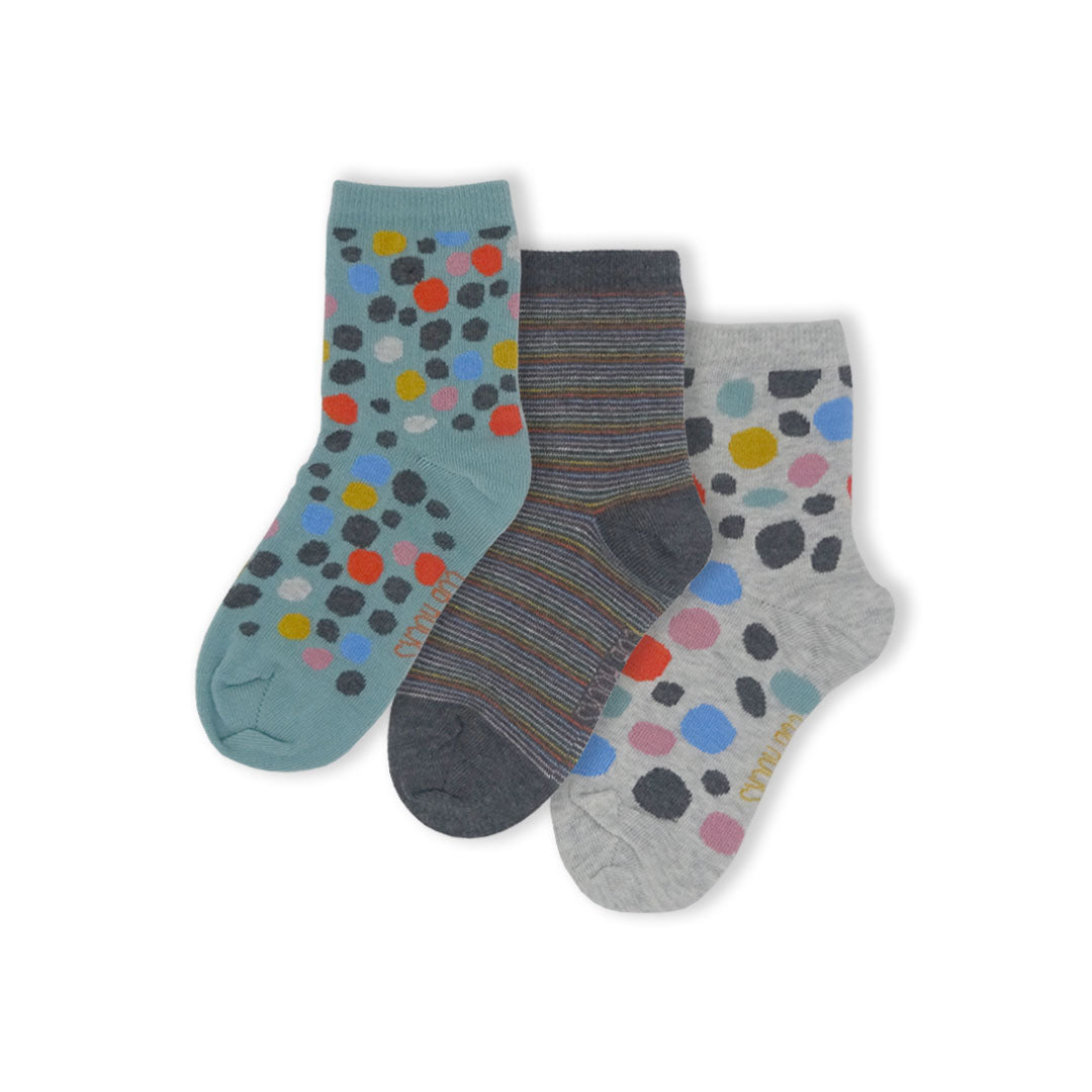 3 Pack Spots Kids Sustainable Cotton Fashion Ankle Socks for Boys and Girls