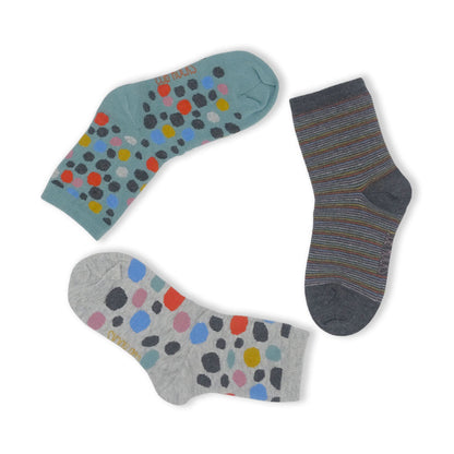 3 Pack Spots Kids Sustainable Cotton Fashion Ankle Socks for Boys and Girls