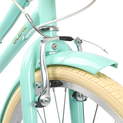 Glerc Missy 24 inch 6-speed beach cruiser kids bike with wicker basket, view 4
