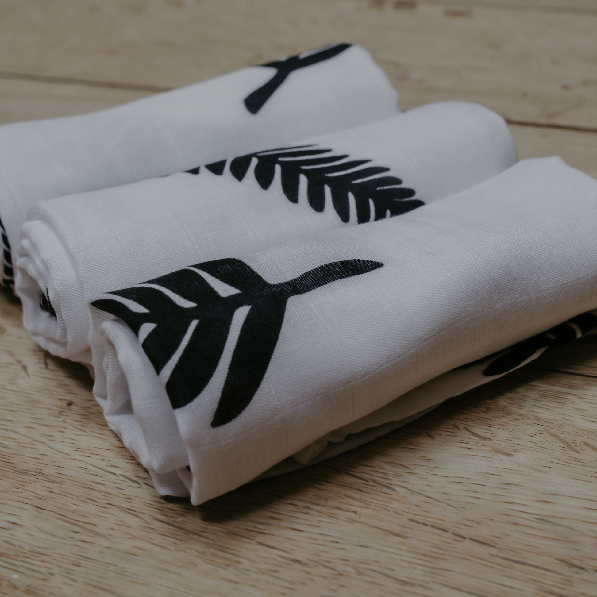 Fern Print Baby Muslins - Pack of 3 (60x60cm) by Sustainabub, organic cotton, vetted by KIDDYKIND