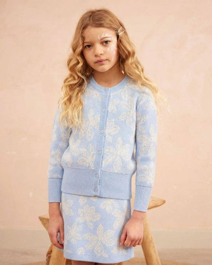 Chestnut Leaves Cardigan | Sky
