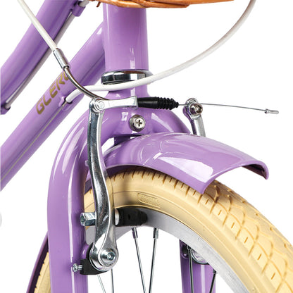 Glerc Missy 24 inch 6-speed beach cruiser kids bike with wicker basket and rear rack, view 24