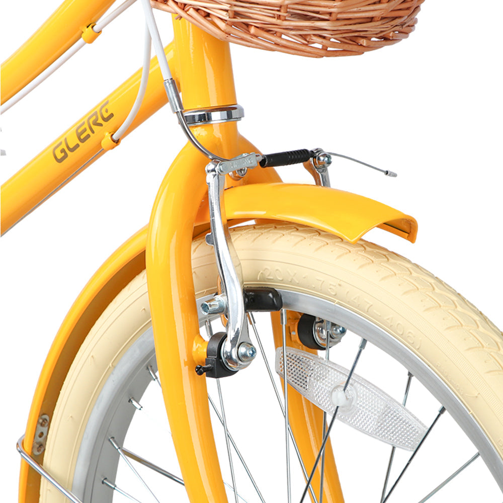 Glerc Missy 20 inch 6-speed beach cruiser kids bike with wicker basket and rear rack, view 9