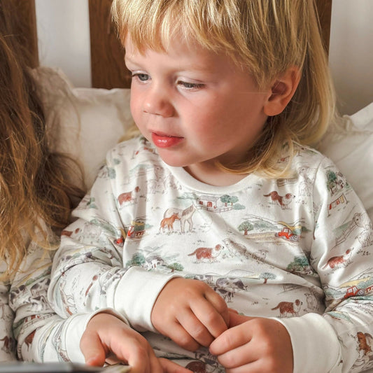 Natural Organic Cotton & Bamboo Toddler Pyjamas - Farm