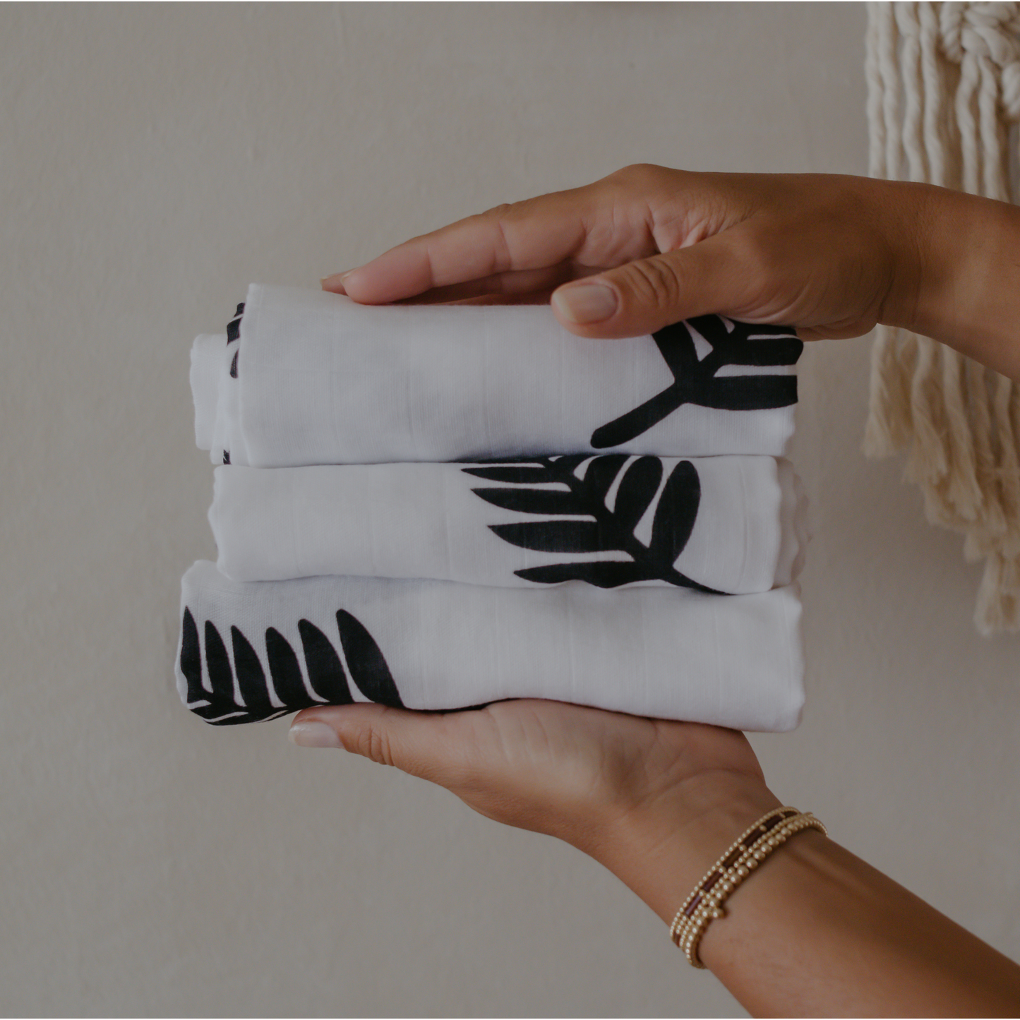 Fern Print Baby Muslins - Pack of 3 (60x60cm) by Sustainabub, organic cotton, vetted by KIDDYKIND