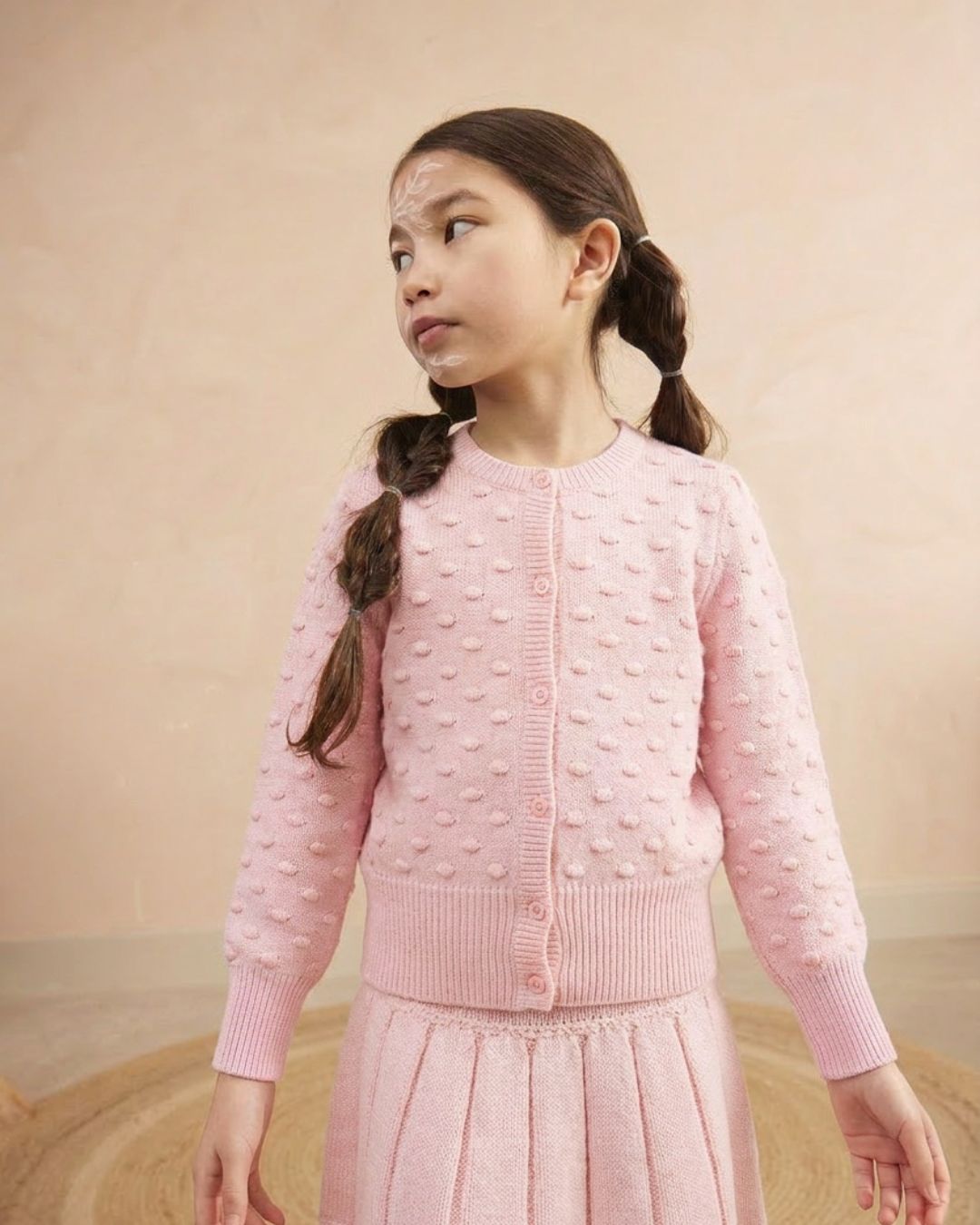 Popcorn Knit Cardigan | Blush