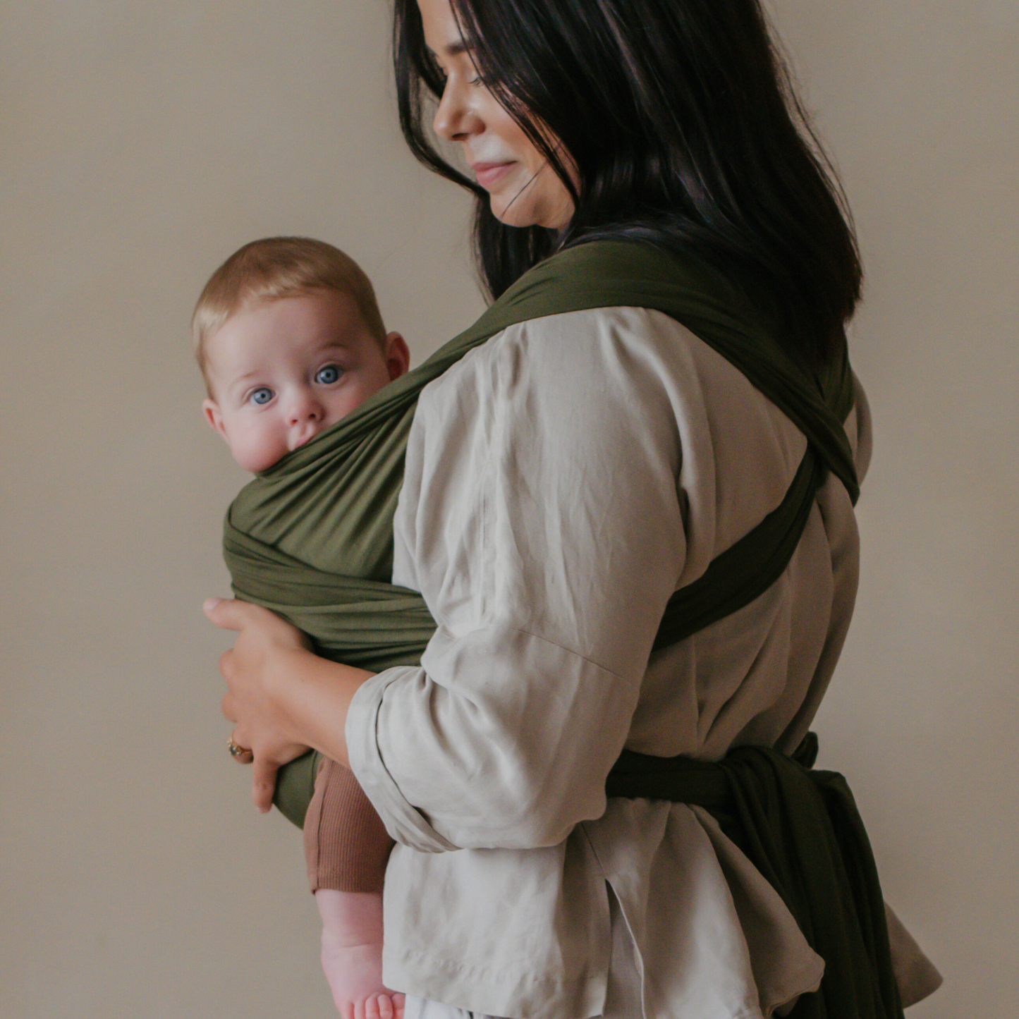 Sage Green - Baby Wrap Carrier by Sustainabub, organic cotton, vetted by KIDDYKIND