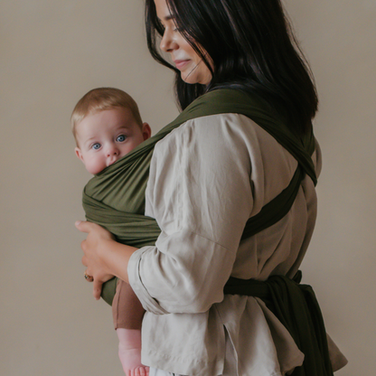 Sage Green - Baby Wrap Carrier by Sustainabub, organic cotton, vetted by KIDDYKIND