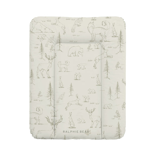 Ralphie Bear Woodland comfort changing mat with cushioned raised edges - sustainable nursery accessories UK | Kiddykind
