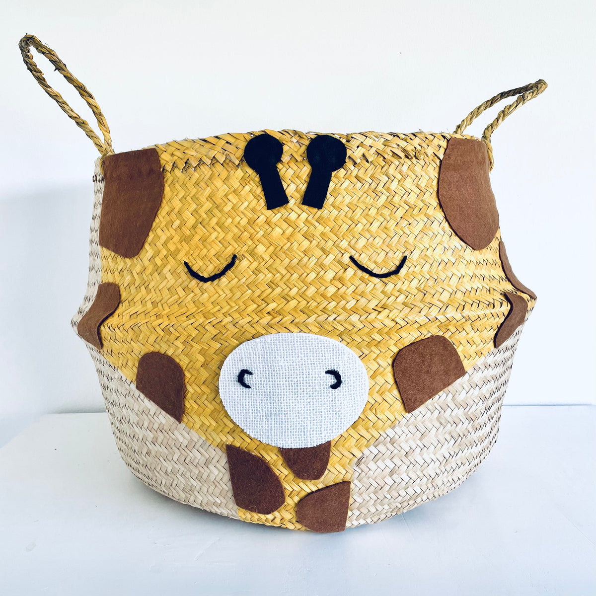 Extra large handwoven seagrass giraffe storage basket