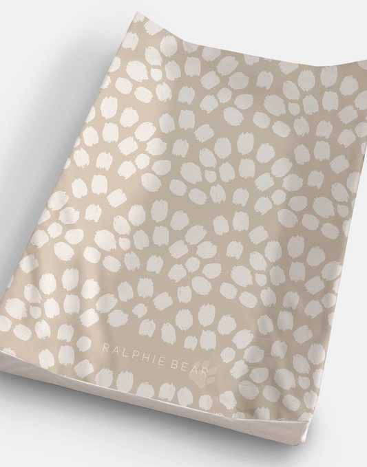 Ralphie Bear Scallop anti roll wedge baby changing mat neutral beige - sustainable nursery accessories UK | Kiddykind
