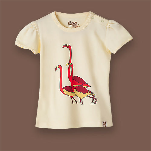 Apricot flamingo tee