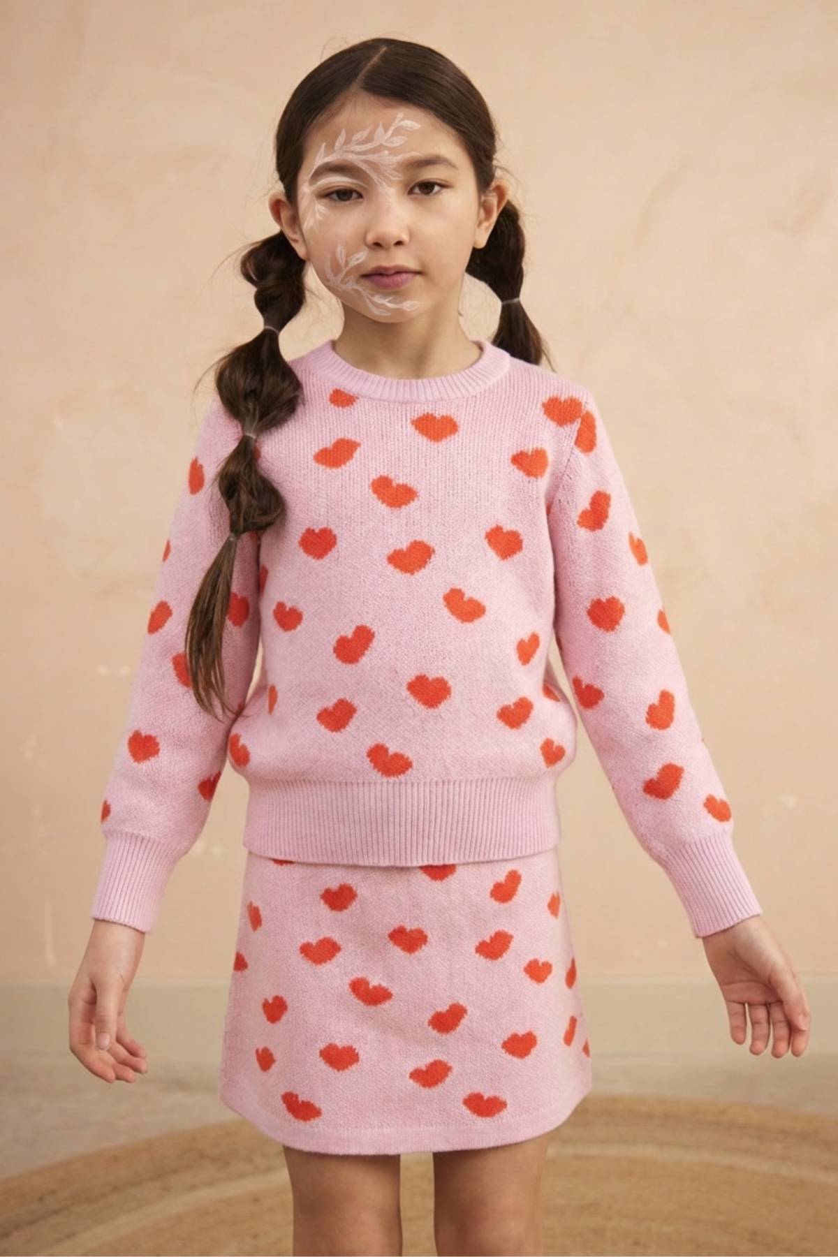 MIKA & MILO Love Hearts Pencil Skirt | Bubble Gum - - organic cotton cashmere