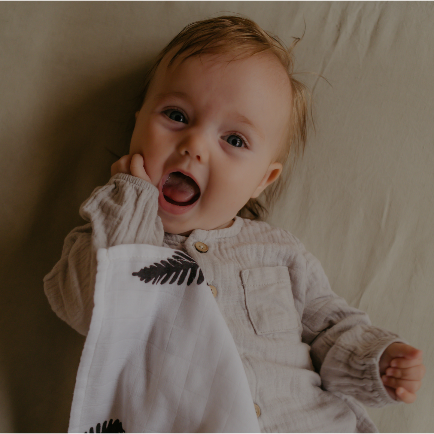 Fern Print Baby Muslins - Pack of 3 (60x60cm) by Sustainabub, organic cotton, vetted by KIDDYKIND