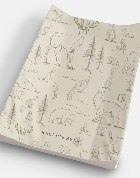 Ralphie Bear Woodland anti roll wedge baby changing mat with raised support - sustainable nursery accessories UK | Kiddykind