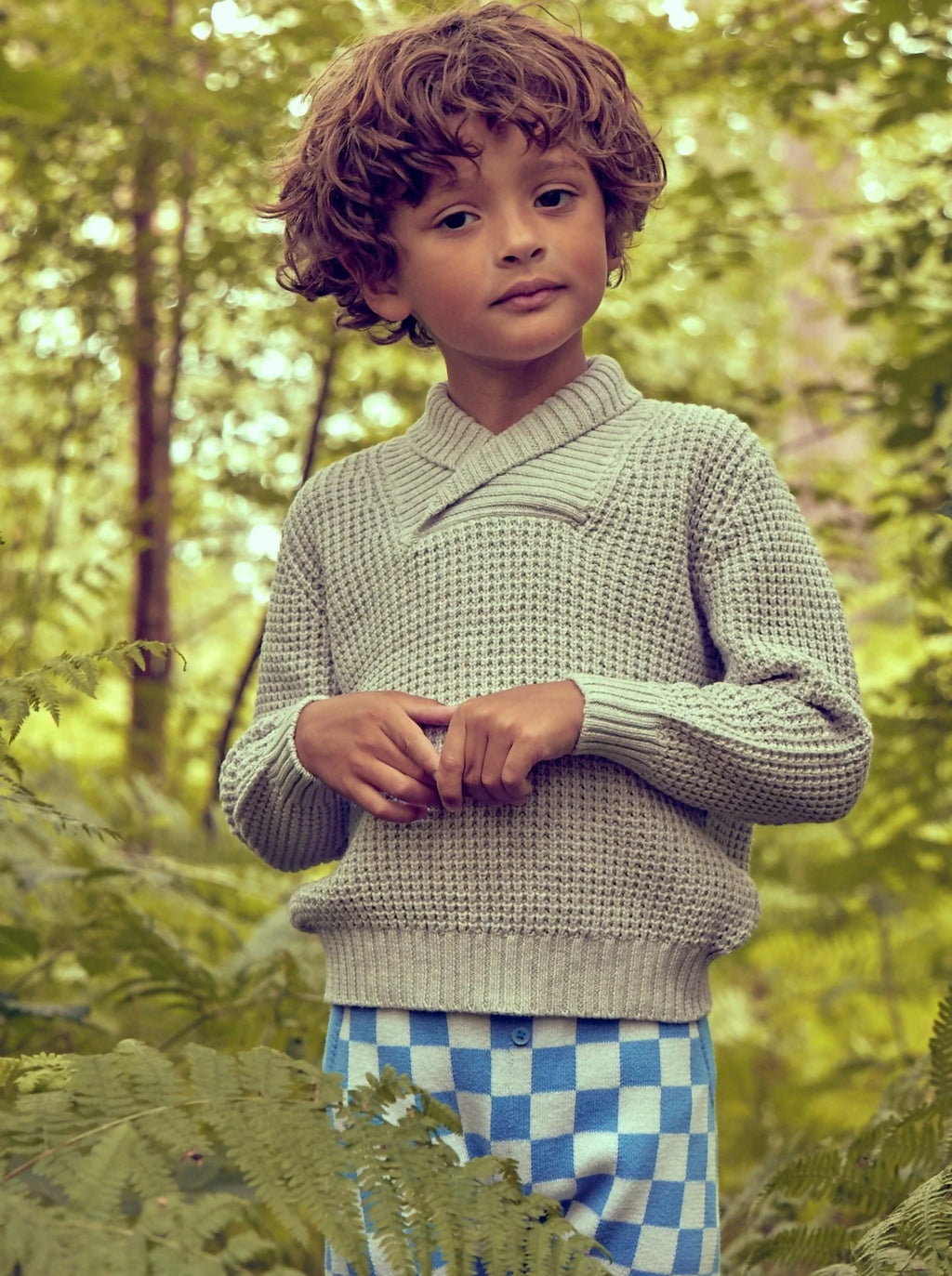 Shawl Waffle Knit Jumper - Cashmere & Organic Cotton