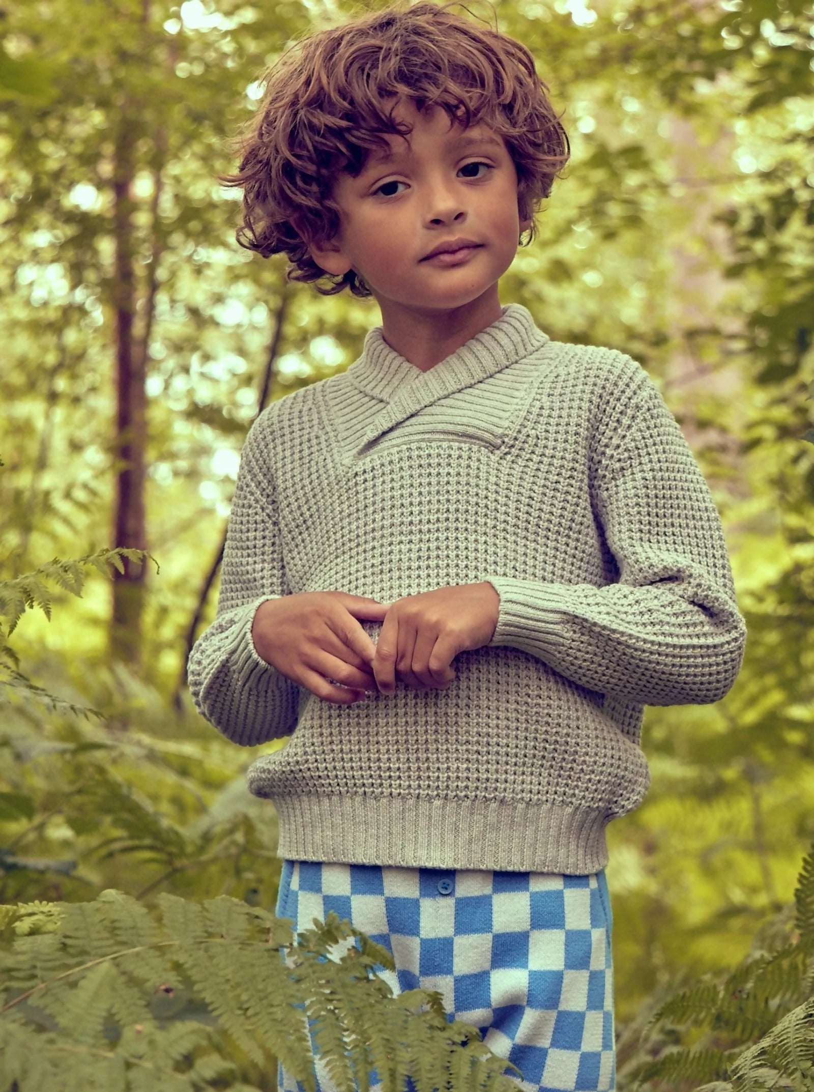 Shawl Waffle Knit Jumper - Cashmere & Organic Cotton