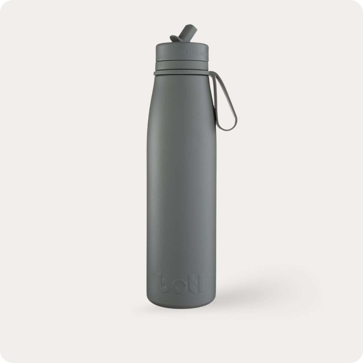 500ml Stainless Steel Insulated Bottle with Leakproof Straw Cap | BOTL | Earth Grey | BPA-free plastic-free kids bottle UK