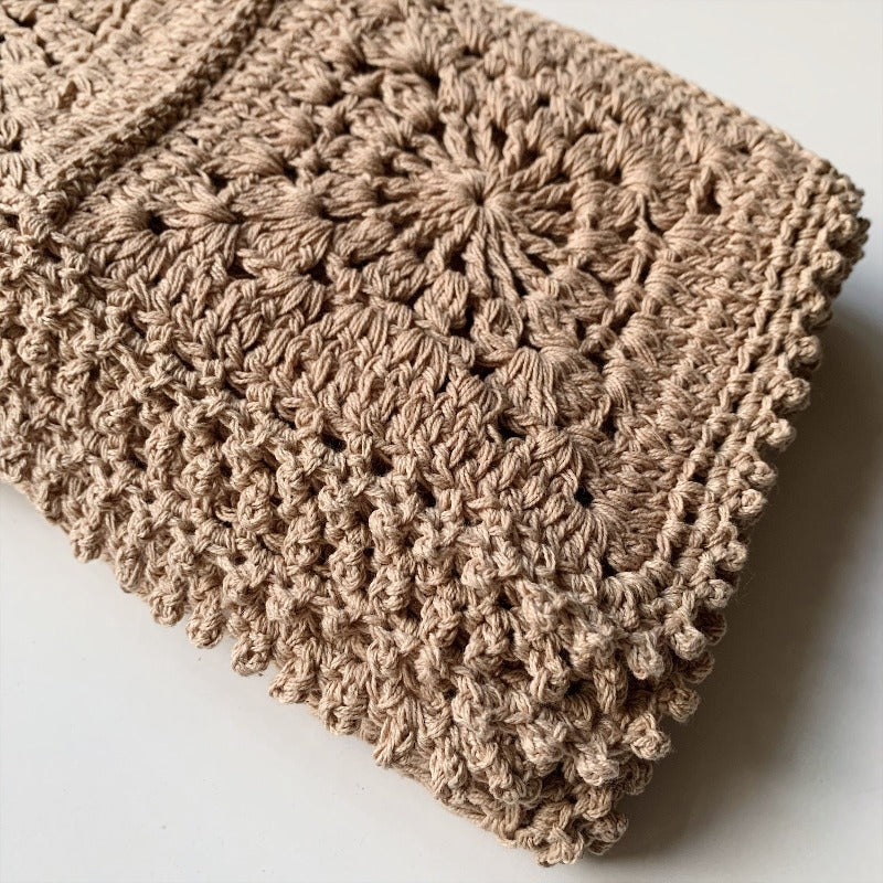 Award-winning organic cotton crochet Elsie baby blanket, handmade heirloom gift .