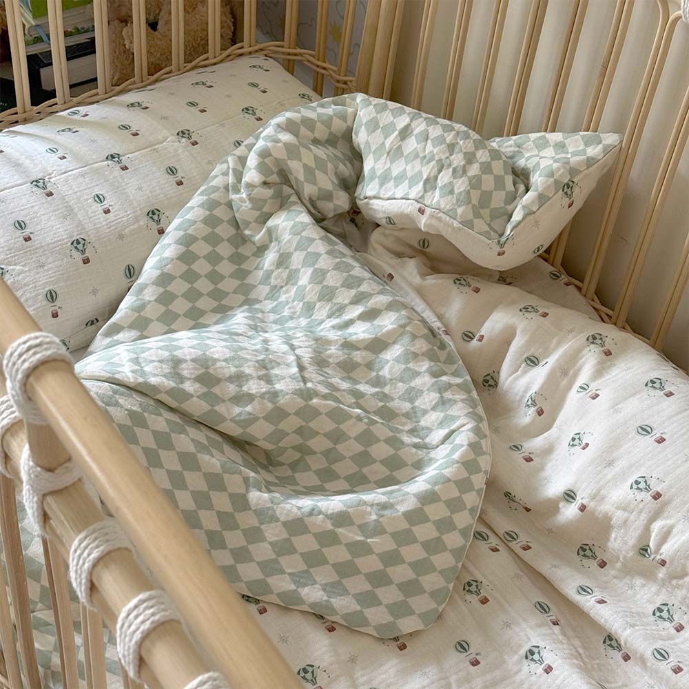 Organic Muslin Cot Bedding Set - Hot Air Balloons