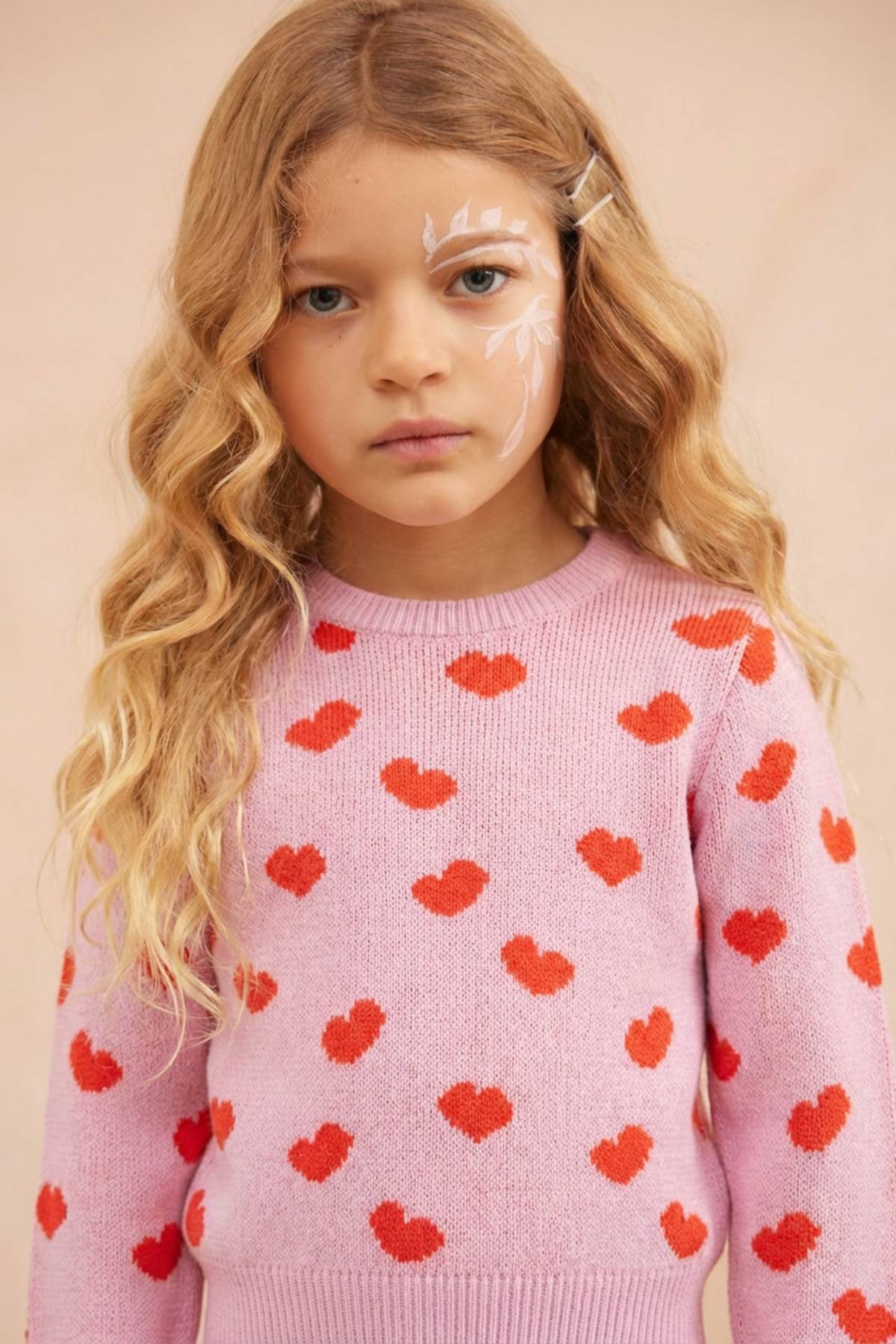 MIKA & MILO Love Hearts Jumper | Bubble Gum - - organic cotton cashmere